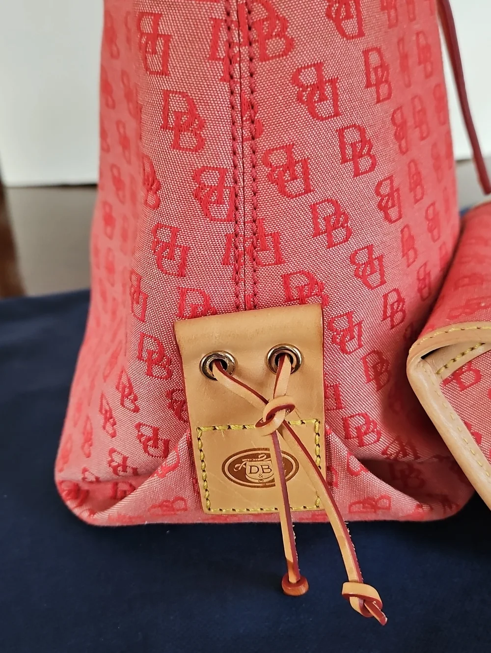 Dooney & Bourke Red Signature Logo Canvas Satchel with Matching Wristlet